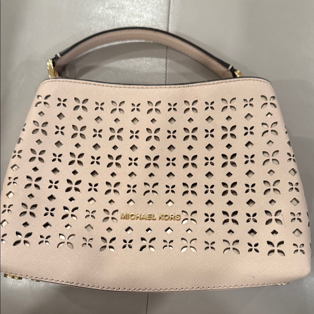 New Michael Kors Soft Pink Portia Bag With Laser Cutouts